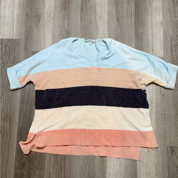 DAVI & DANI Pastel Striped V-Neck Sweater - Picture 1 of 4